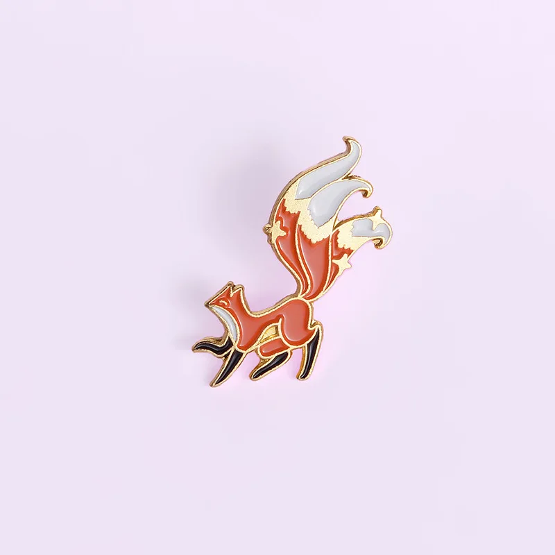 Креативный мультфильм животное красная лиса Эмаль Сплав Брошь отворот булавки
