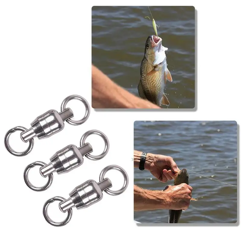 

3pcs Steel Super Strength Heavy Duty Ball Ring Rig Bearing Outdoor Saltwater Double Fishing Swivels Connect W9W5