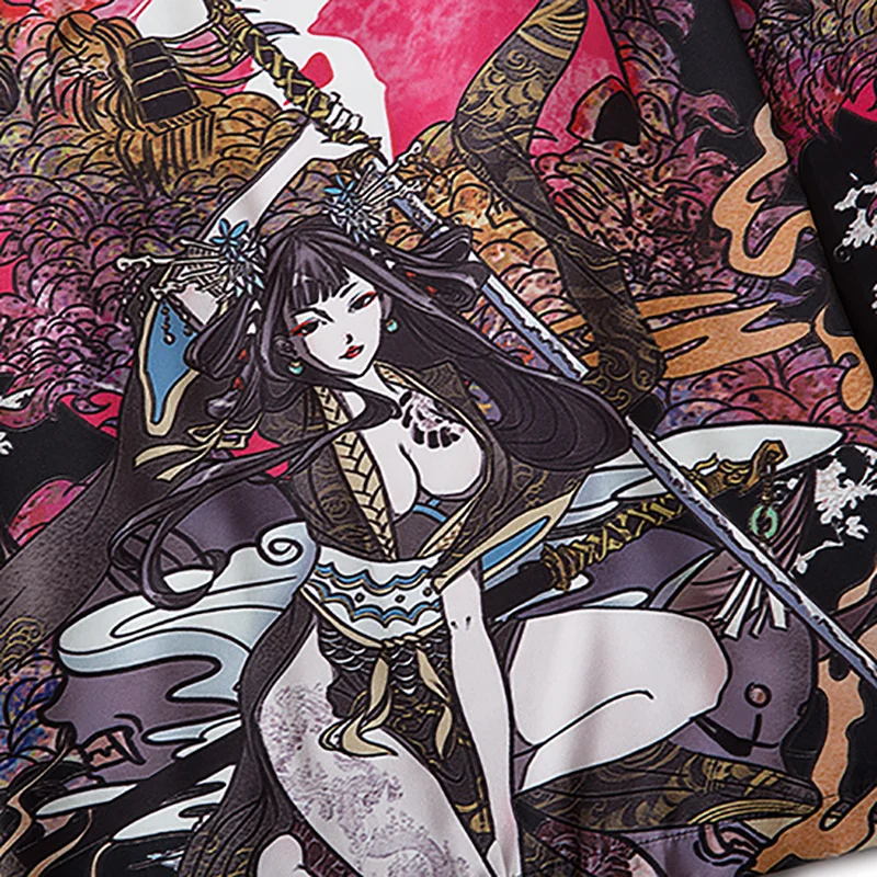 Японские кимоно куртка древний Китай Heroine Harajuku 2021 хип-хоп Мужская Уличная летняя