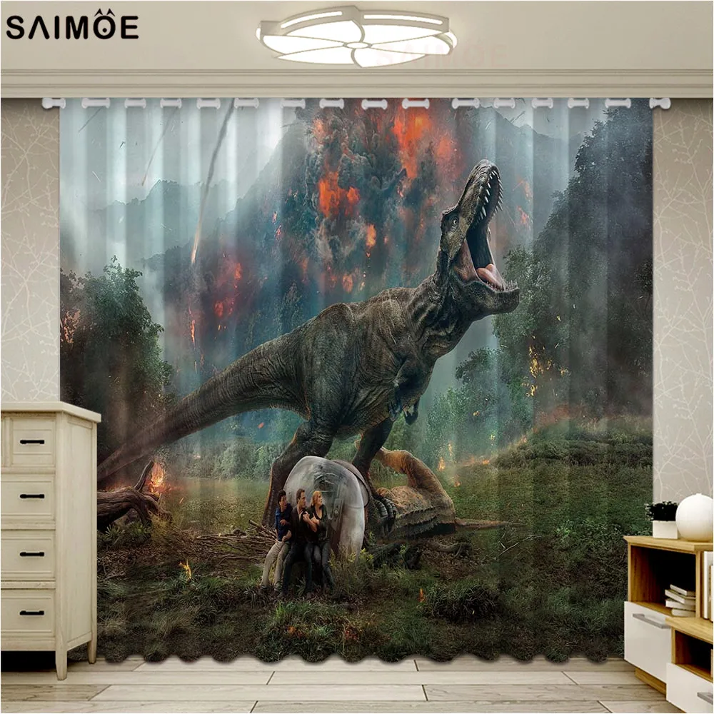 

Fashion Jurassic Park Dinosaur Window Blackout Curtains For Living Room Cartoon Kids Blinds Finished Drapes Ultra-thin Micro