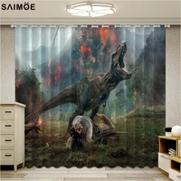 fashion jurassic park dinosaur window blackout curtains for living room cartoon kids blinds finished drapes ultra thin micro