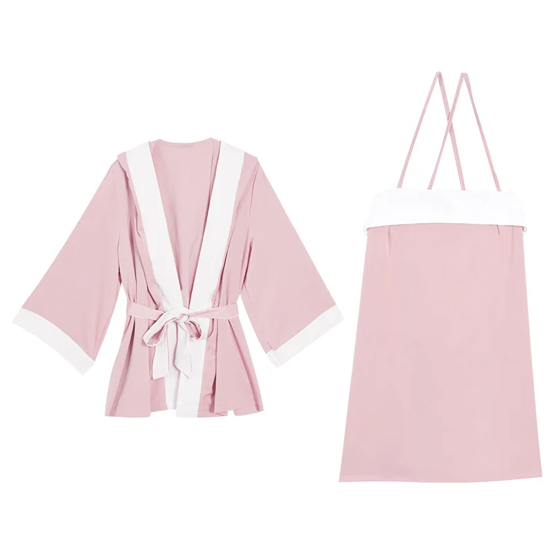 

Women Fashion Cute Pink Pajamas Home Indoor Pyjamas Set Bear Coat Robe Gown Nightdress Sleepwear Elegant Dress Bathrobes Suit