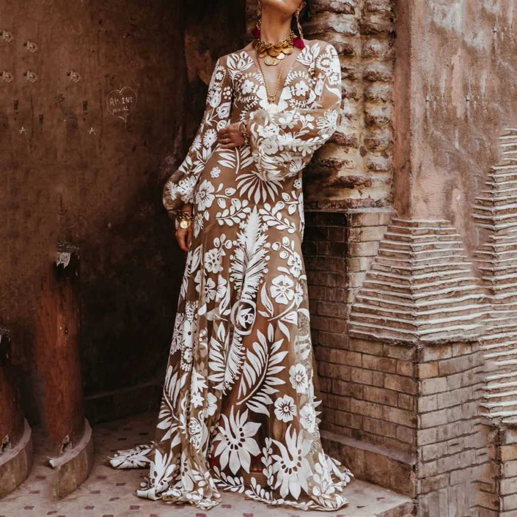 Женское летнее платье бохо праздничный сарафан с рукавами фонариками и открытой