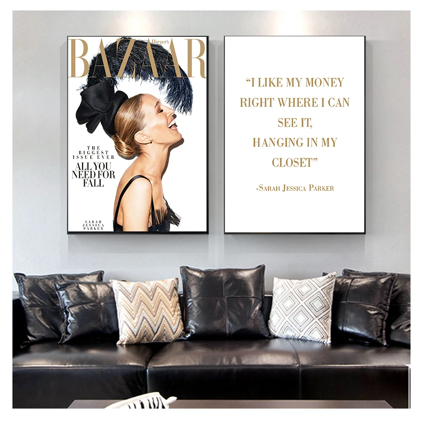 

Cover Poster Wall Picture Canvas Art Painting Fashion Cover Fashion Quotes Prints Home Decoration Sarah Jessica Parker Magazine
