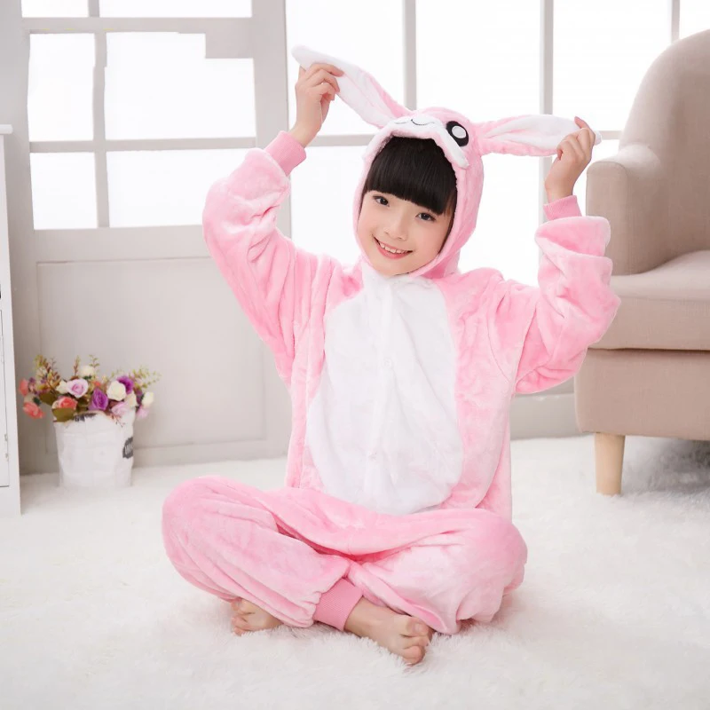 Hawiton/Детские пижамы с животными кигуруми фланелевый розовый комбинезон в виде