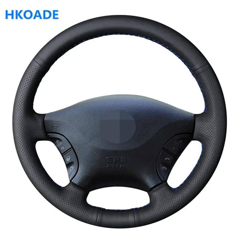 Черная искусственная кожа DIY ручной работы чехол рулевого колеса автомобиля для