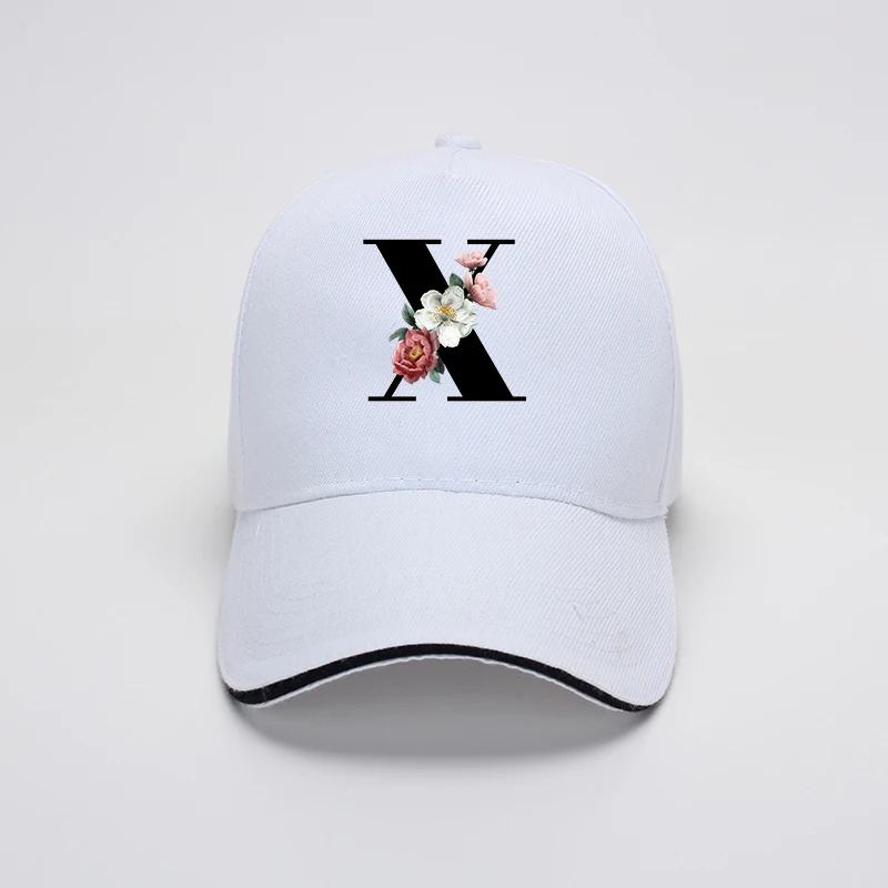 Спортивная бейсболка с 26 буквами для улицы черная цветочным рисунком шрифтов
