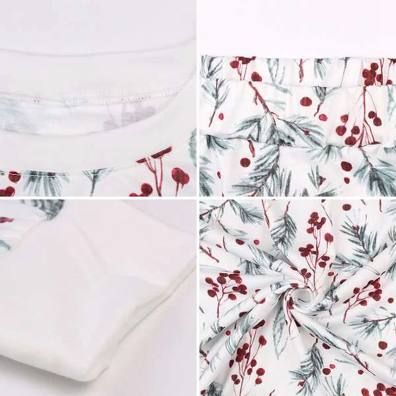 

Women's Fashion Printed Long Sleeve Round Neck Casual Home Set White