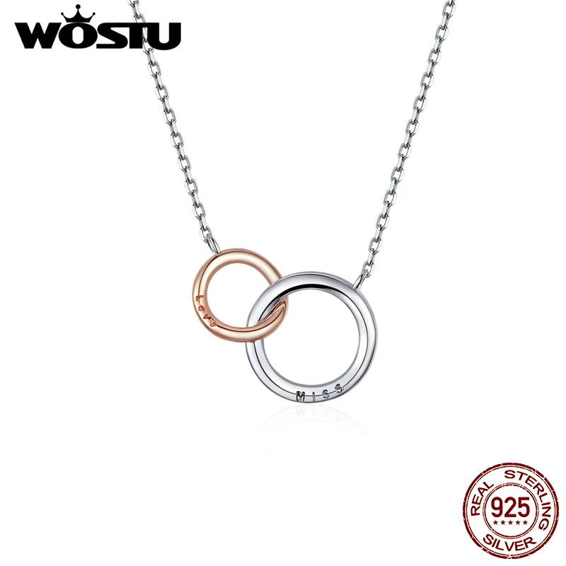 WOSTU Настоящее 925 пробы Серебряное ожерелье Бесконечная любовь круглая Длинная
