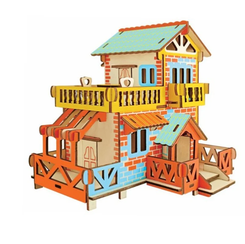 Маленькие деревенские строительные игрушки 3d головоломки собранные Diy ручной