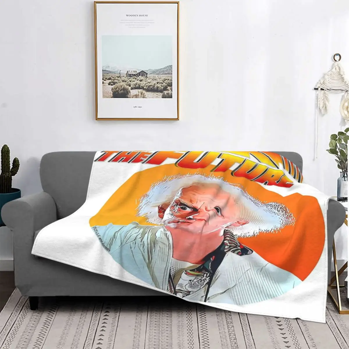 

Doc Brown-manta "Back To The Future", para cama colcha, alfombra a cuadros de muselina, manta Kawaii a cuadros, colcha, 220x240