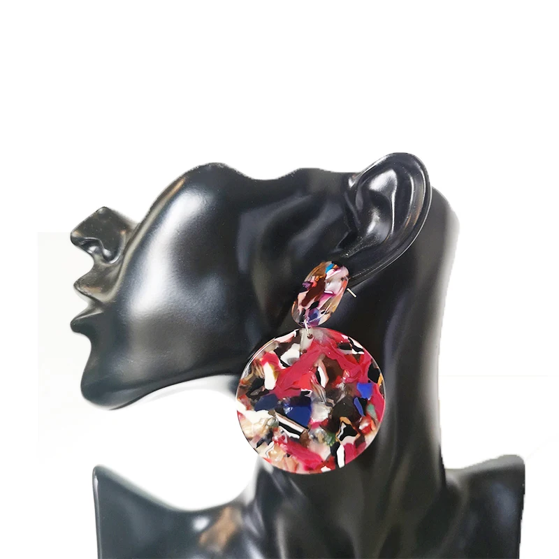 Cpop модные круглые леопардовые серьги для женщин винтажные акриловые с подвеской