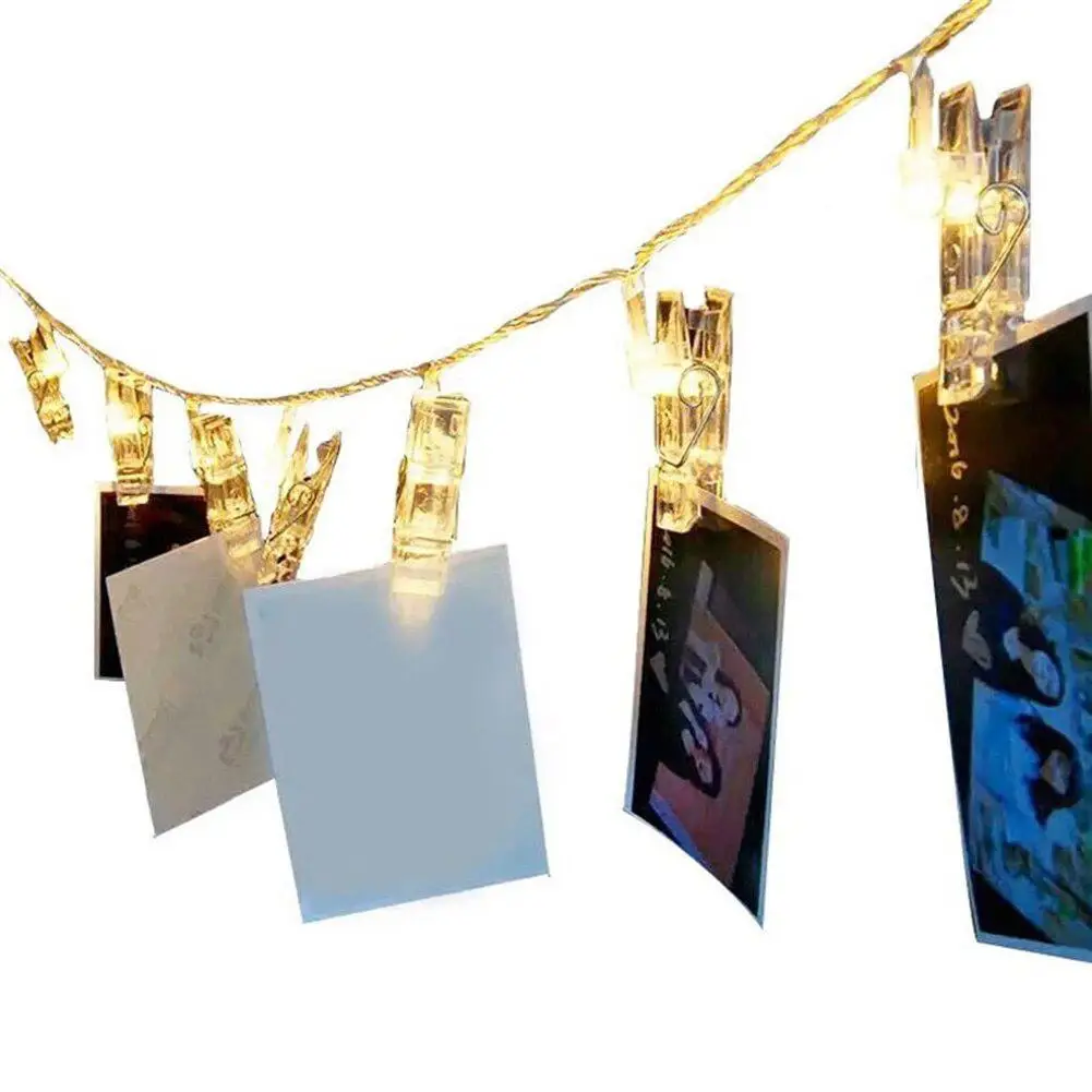 

Photo Clip String Lights LED Battery Operated Starry Fairy Copper String Lights with Clips Bedroom Wall Decor Wedding Decoration