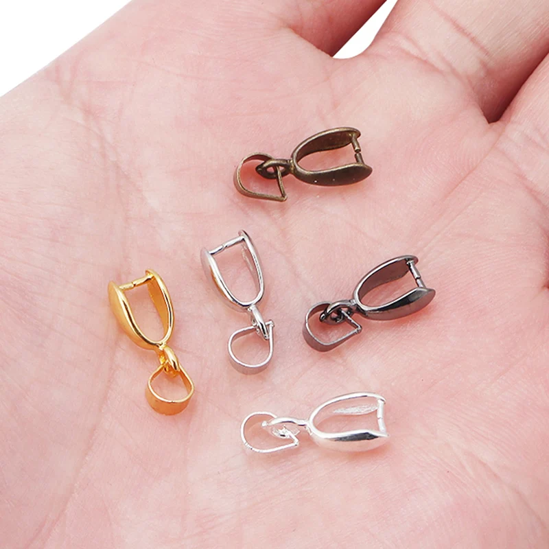 

50pcs/Lot Charm Pendants Clasps Hook Clip Bail Connector Melon Seeds Buckle Copper Charm Bail Beads Supplies For Jewelry Making