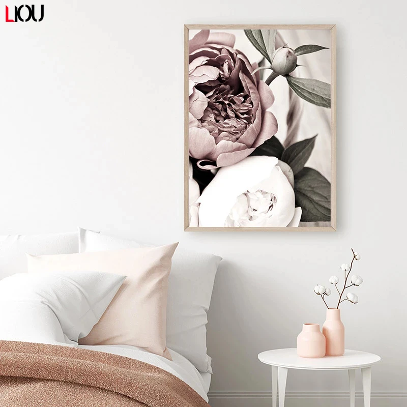 Скандинавский ботанический скандинавский розовый белый цветок лист растения