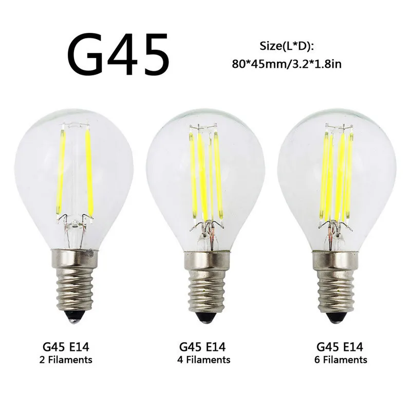 E27 лампа G45 светодиодный нить 2W 4W 6W 8W G45 Ретро Стекло Edison 220V лампы Замена лампы накаливания световые люстры