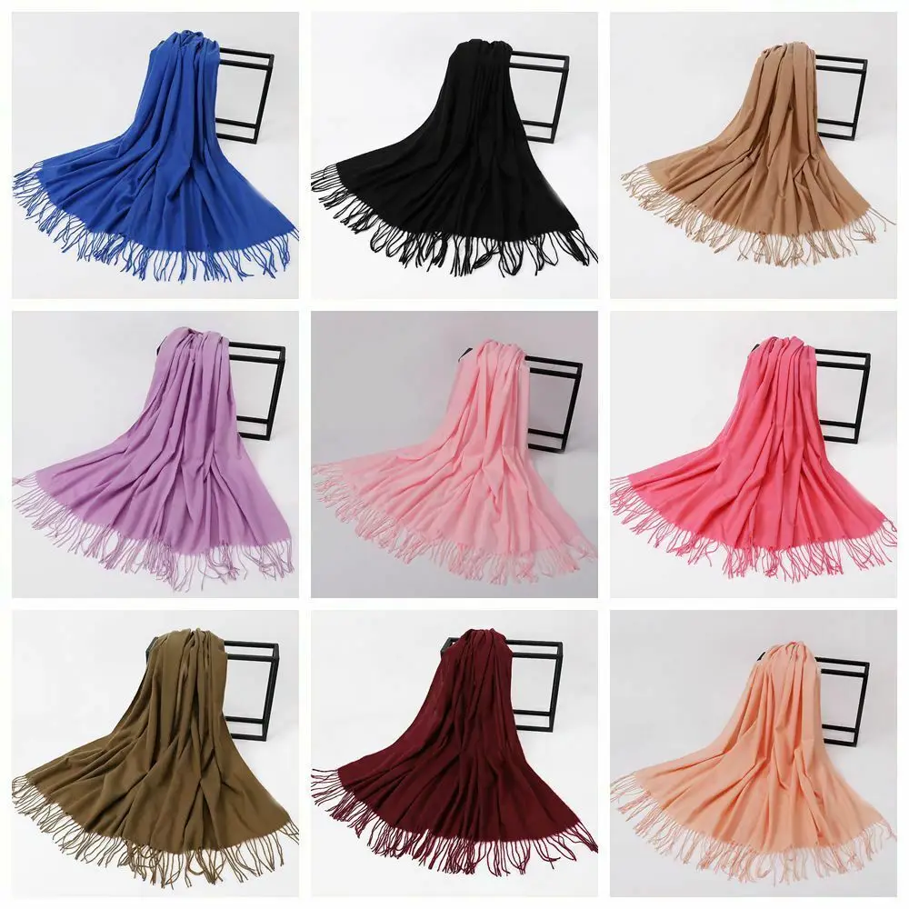 

Solid Scarf Tassels Warm Thicken Shawl Scarves Wraps Unisex 31 Colors 70*180CM