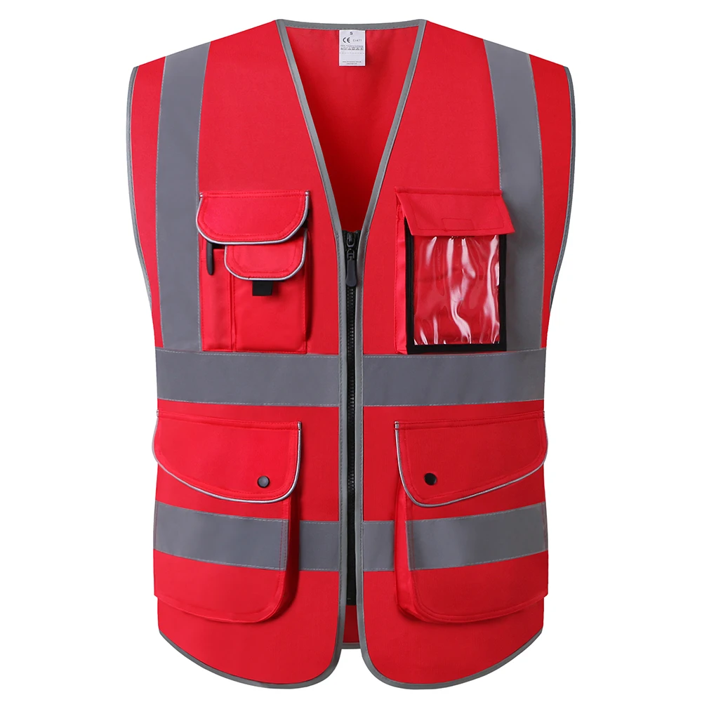 

Motor Vest Men High Visibility Safety Vest Work Vest Workwear Safety Red Reflective Vest Construction Vest Logo Customize