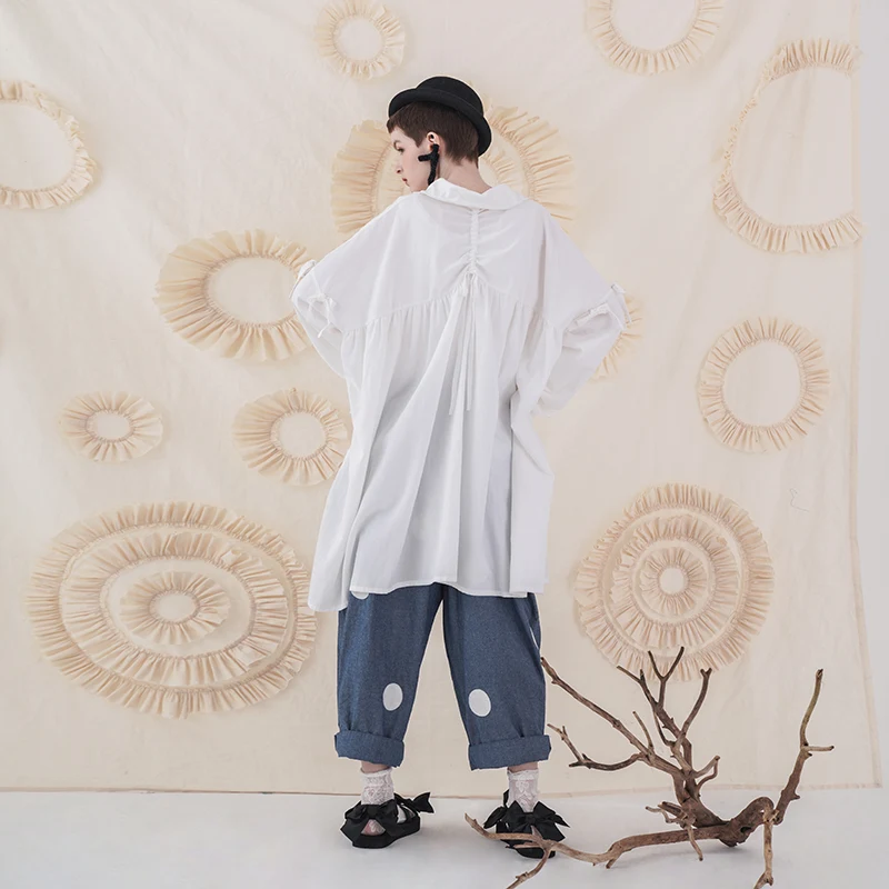 Imakokoni сплошной цвет повязки белая рубашка оригинальный дизайн свободные и