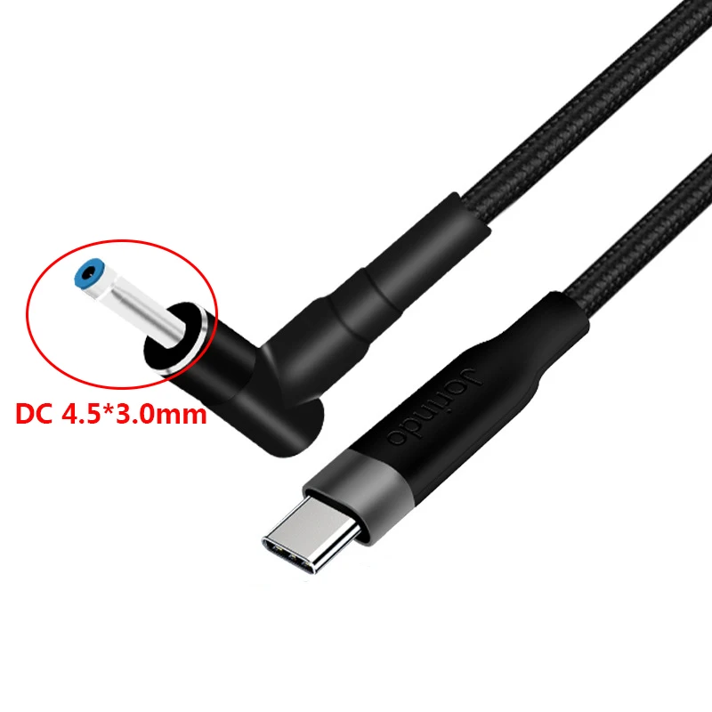 

100W DC 4.5*3.0mm USB Type C PD DC 4530 Male Converter Adapter Laptop Charging Cable Adaptor Cord For hp Notebook Charger 1M