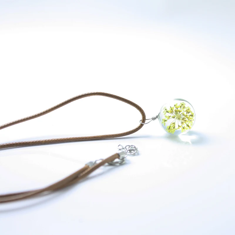 Женское Ожерелье Одуванчик/цветок ожерелье с подвеской в виде стеклянного шара