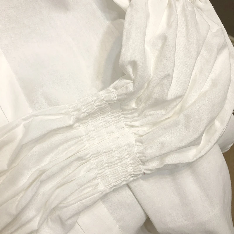 

Women White Cotton Blouse Oversize Loose Flare Sleeve Comfortable Vintage Shirt Tops