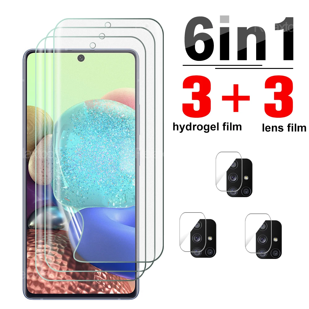 

6in1 lens Hydrogel Film For Samsung Galaxy a71 a70 a72 a80 a8 a90 5g s plus 2018 screen protector 99d camera not tempered glass