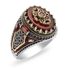 Кольцо с турецким дворцом и короной для женщин и мужчин, Винтажное кольцо с красным камнем, прекрасный подарок