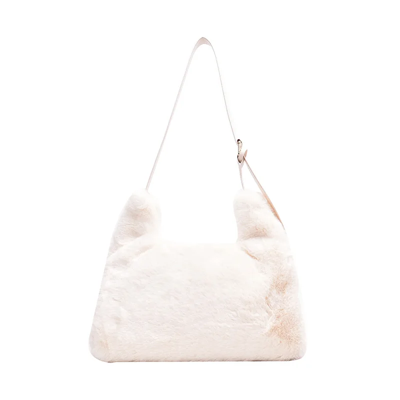 

fashion plush shoulder bag for women cute handbags luxury faux fur lady messeneger bag large capacity tote purses 2020 winter
