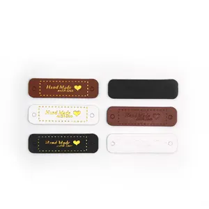 Handmade Tags Handmade Leather Knitting Label For Clothes Handmade With PU Label For Bag Sew Decoration Accessories