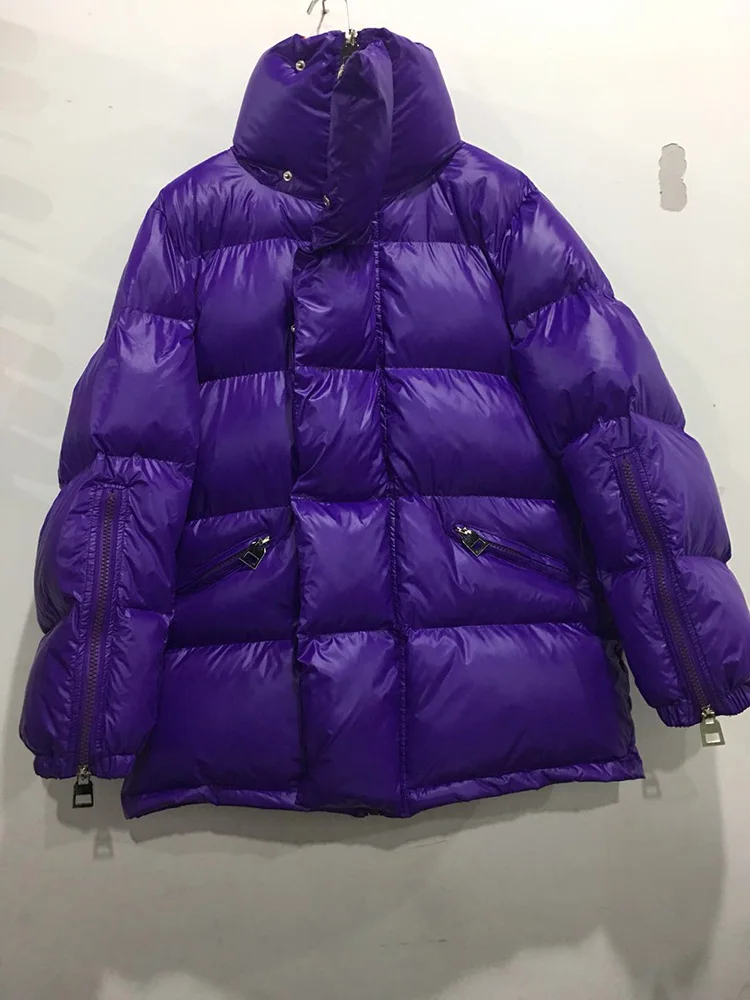 

2020 Sale Patchwork No Zipper Wide-waisted Winter New Stand Collar Loose Large Size Bright Bread Long Cotton Pad Women Coat