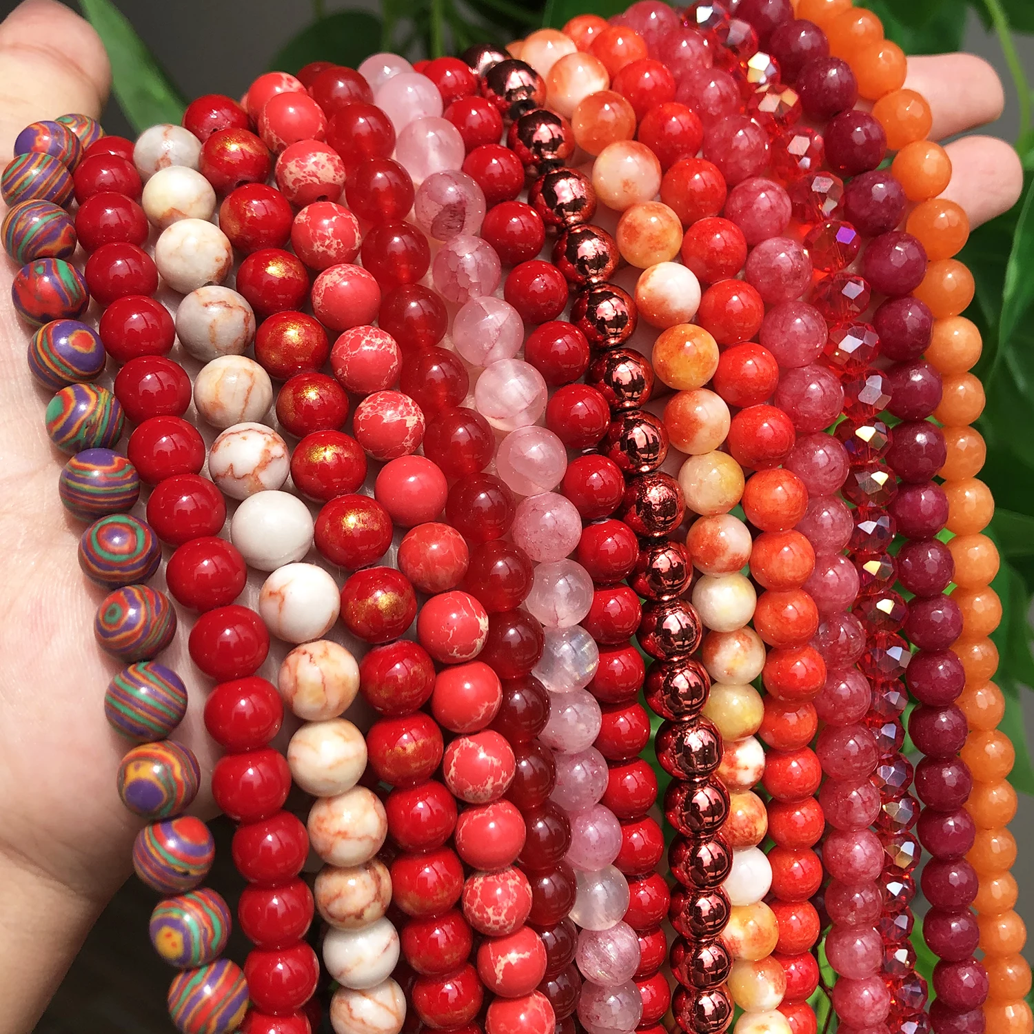 Red Coral Jades Agates Crystal Lava Mineral Beads Natural Loose Stone Beads For Jewelry Making Diy Bracelet 15'' 4 6 8 10 12mm
