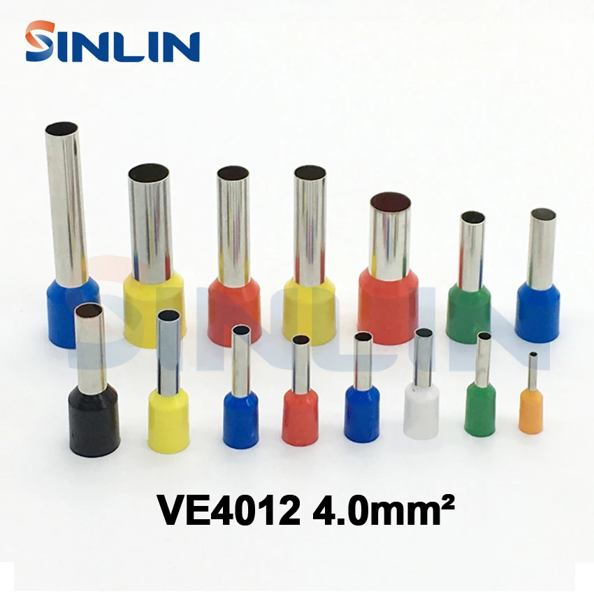 Обжимная Клемма VE4012 1000 шт./лот предварительно изолирующая наконечники штыря AWG 12 4