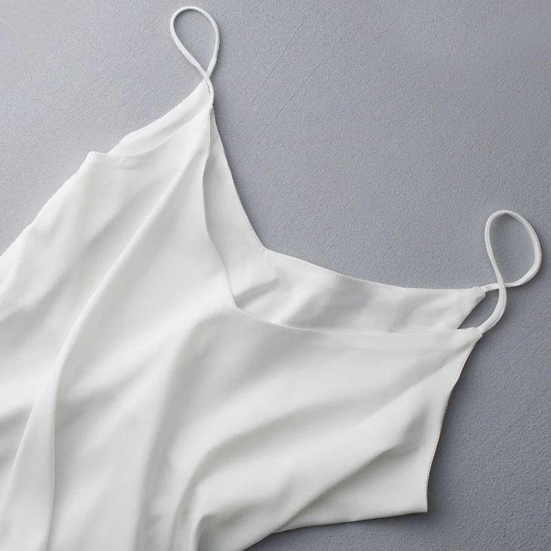 

Satin Spaghetti Strap Top Ladies sexy V Neck Halter Sleeveless Basic Tank Top 2021 Summer white black Streetwear Camisole Tops