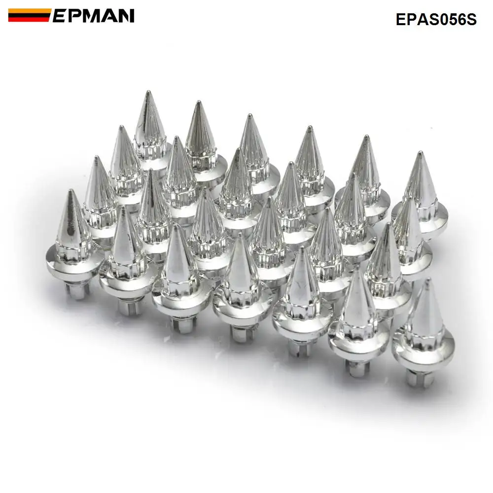 Серебристый EPMAN-25 шт./лот, шип, хром, пластик, обод, губы, замена, колеса, заклепки/гайки для колеса, крышка колесных дисков, губа, винт, болт, шины EPAS056G - Название цвета: Серебристый