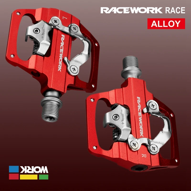 Велосипедные педали RACEWORK MTB без клипсы самоблокирующиеся CNC алюминиевый сплав DU