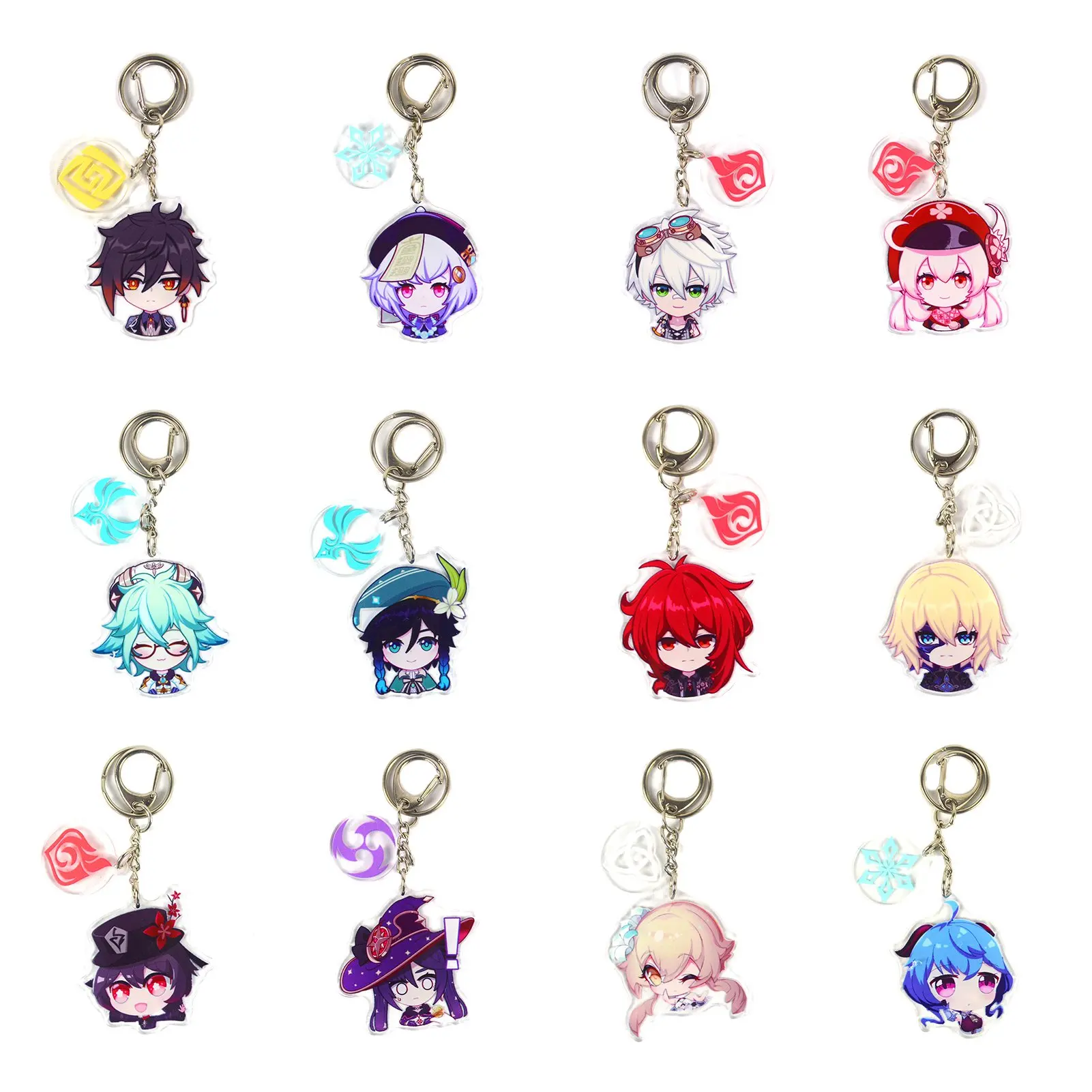 Anime Game Genshin Impact Acrylic Keychain Delicate Craft Key Chain Delicacy Car Pendant Small Decoration Key Ring Gift