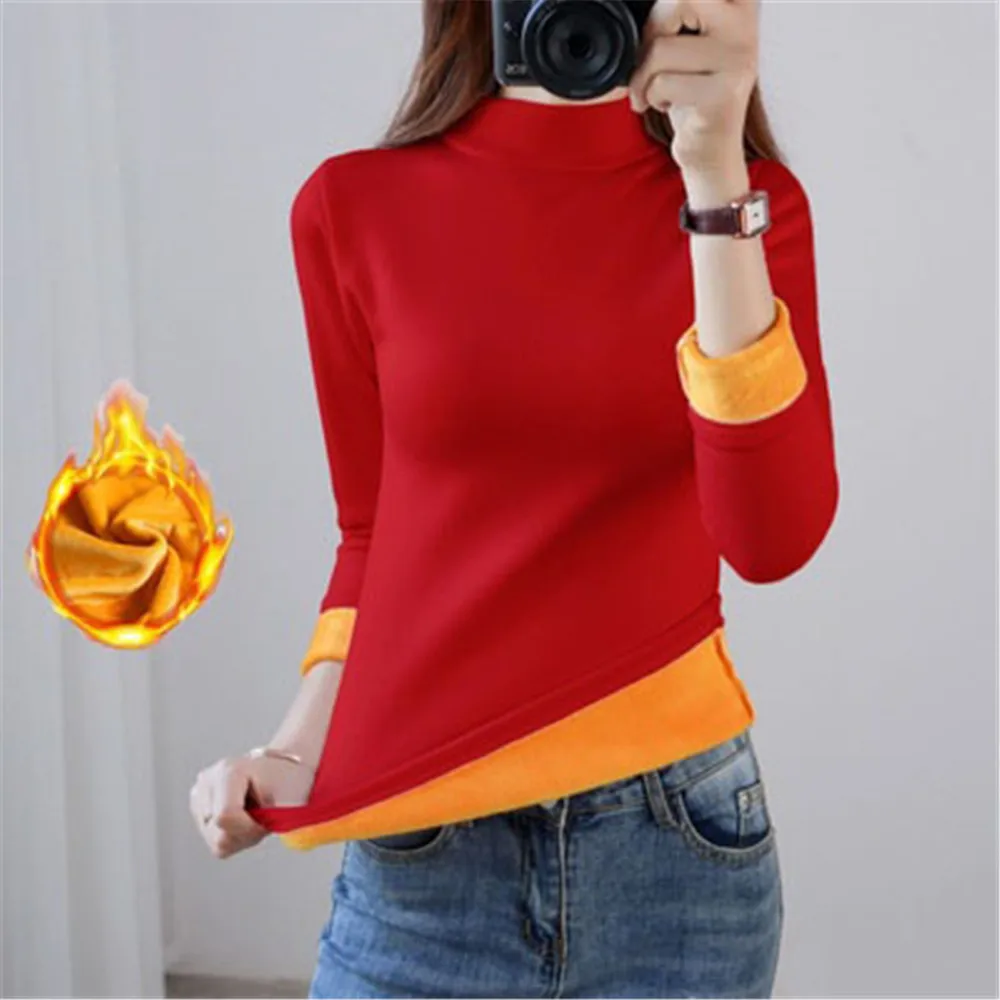 

Plus Size M- 4XL Thick Warm Gold Velvet Underwear Tops Women Winter Long Sleeve High collar Thermal Body Bodysuit tops PZ2970