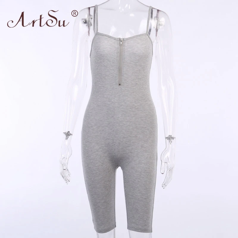 Женский Короткий комбинезон ArtSu повседневный трикотажный на тонких бретельках с