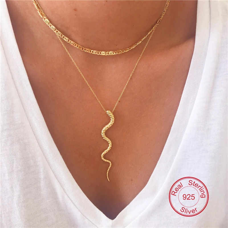 

BOAKO Pendientes плата 925 ожерелье для Для женщин 2020 змея Форма амулет в виде ожерелья цепи ювелирные украшения ожерелье бижутерия для женщин #19