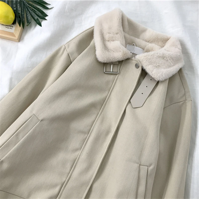 

Luck A Short Cotton Jacket Women Winter Fashion New Plus Velvet Thickened Imitation Lamb Wool Loose Tooling Cotton Jacket Tide