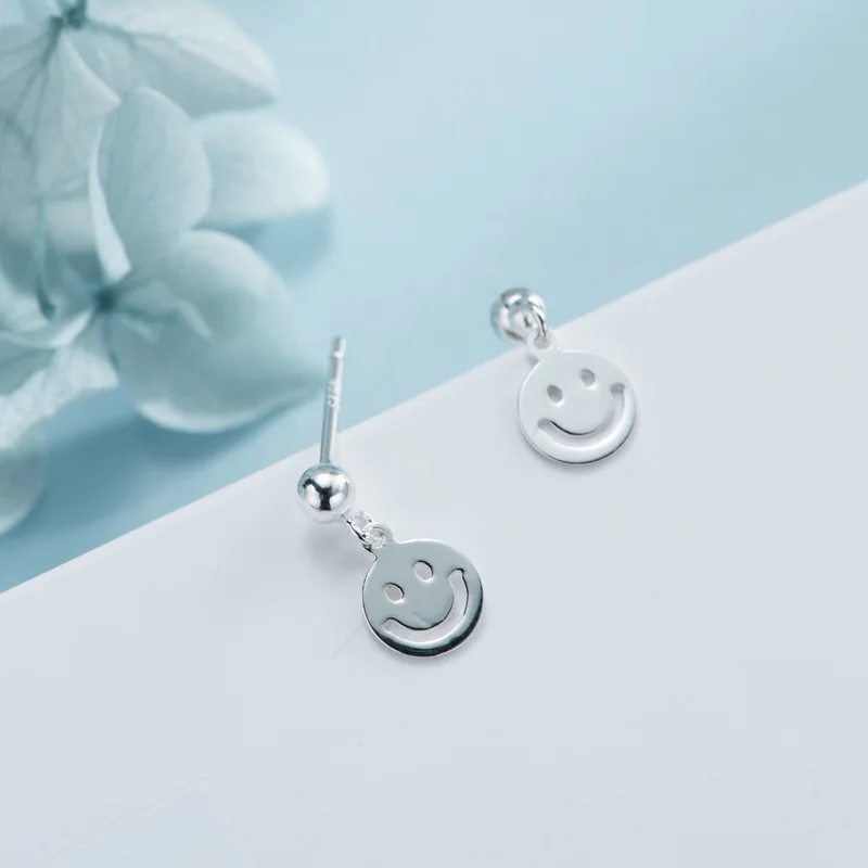 Silver Ear Nail Woman Han Edition Sweet Clean Smiling Face Lovely Sunshine ins Jewelry | Украшения и аксессуары