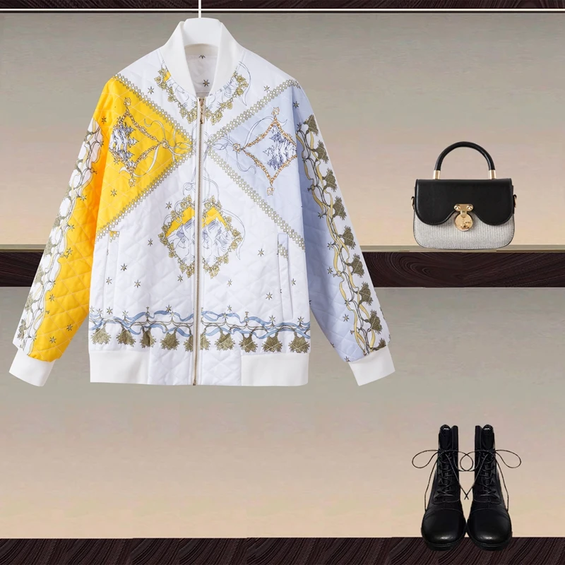 

DIDABOLE дизайнерская весенне-осенняя Высококачественная Новая женская куртка винтажная модная повседневная бейсбольная форма на молнии с пр...