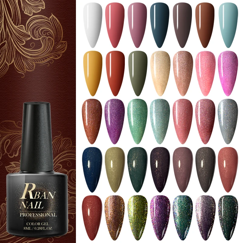 RBAN лак для ногтей 8 мл цветной УФ гель голографический Блестящий Полупостоянный