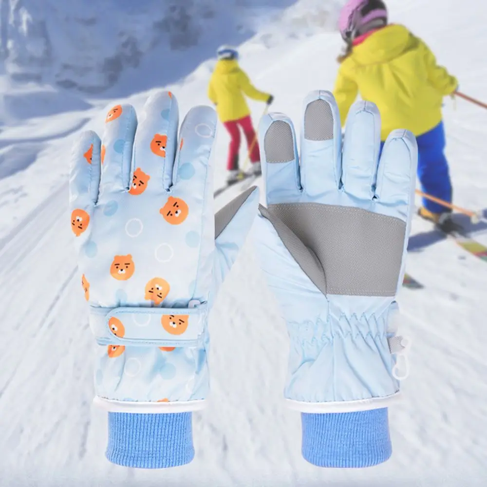 

Лыжные перчатки, зимние водонепроницаемые теплые плотные детские ветрозащитные зимние перчатки для езды на велосипеде, альпинизма, катани...