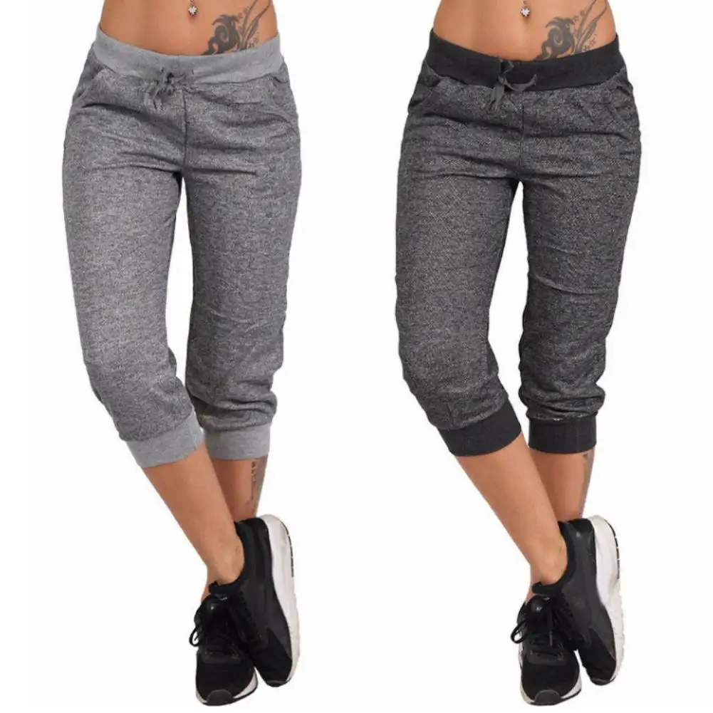 

Summer Sports Trousers Women Drawstring Casual Loose Capri Pants Women Jogging Baggy Harem Trousers Hot Cargo Pants Women