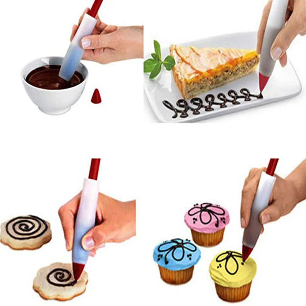 Silicone Food Writing Pen Cake Dessert Chocolate Ketchup Salad Decorating Tools DIY Pastry Nozzles Kitchen Baking Accessories | Дом и сад