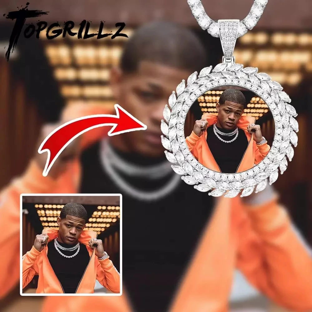 TOPGRILLZ цепочка под заказ фото круглый медальон с подвеской на спине ожерелье