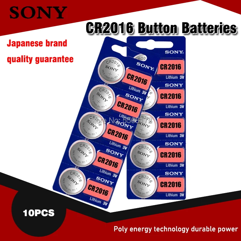 

10pcs/lot sony CR2016 3V 100% Original Lithium Battery For car key watch remote control toy 2016 ECR2016 GPCR2016 Button Battery