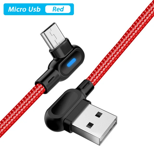 Red Micro Usb 25 см 1 м 2 м 90 градусов Micro Usb зарядный кабель Microusb зарядный провод шнур для samsung A6 A7 A20e Xiaomi Redmi 7 7A Note 6 - Цвет: Red Micro Usb